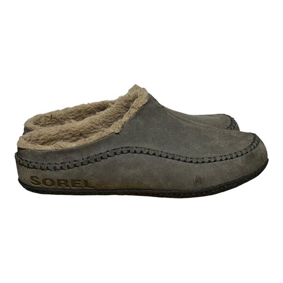 Sorel Falcon Ridge II Suede Moc Slippers Gray Men's Size 10 Indoor Outdoor Shoes - Picture 1 of 9